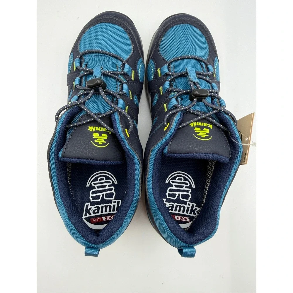 Kamik Trax Hiking Sneakers,YOUTH 6, EU 38,Navy/Lime,Waterproof,NEW/DAMAGE BOX